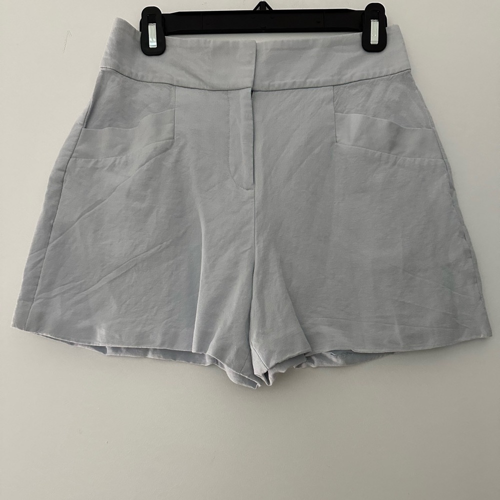 Club Monaco Gray High Waist linen Shorts sky light blue size 2